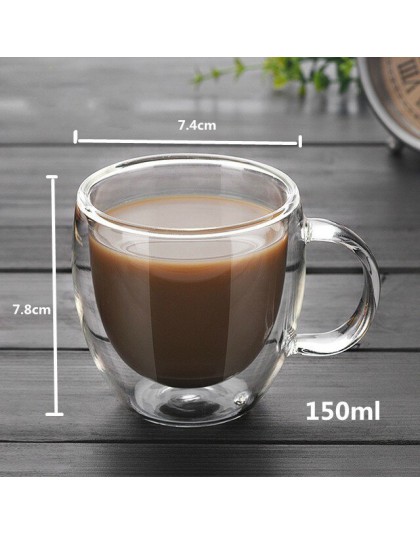 80-450ml resistente al calor doble pared de vidrio taza de cerveza café corazón tazas hecho a mano bebida saludable taza té bebi