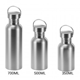 Botella de agua de acero inoxidable no aislado, libre de BPA, prueba de fugas única pared deportes botella de jarra de senderism