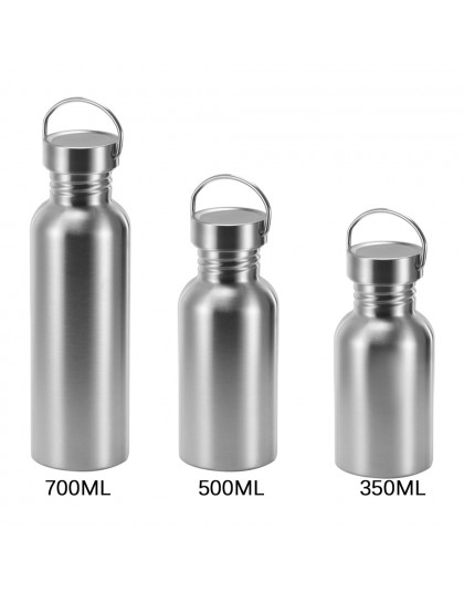 Botella de agua de acero inoxidable no aislado, libre de BPA, prueba de fugas única pared deportes botella de jarra de senderism