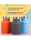 Botella de agua de silicona de 500ML con cubierta de acero inoxidable botella de café plegable para viajes al aire libre