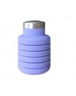 Botella de agua de silicona de 500ML con cubierta de acero inoxidable botella de café plegable para viajes al aire libre