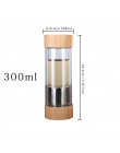 Botella de té de vidrio botella de agua infusión embotellada con filtro colador Borosilica bebida de doble pared tapa de bambú 4