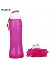 WALFOS grado alimenticio 500ML creativo plegable de silicona bebida deporte botella de agua Camping viaje botella de plástico bi