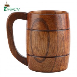 Taza de café de madera Natural Retro capacidad té agua cerveza taza de café taza de beber de madera clásica con mango