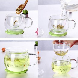 1 Juego de tazas de café taza de cristal transparente taza de leche de vidrio transparente tazas de té con tapa de filtro de Inf