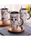 Envío Directo 600ml creativo gato Taza de cerámica con tapa y cuchara dibujos animados leche café taza de té tazas de porcelana 