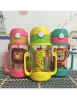 Botellas de agua de dibujos animados para niños respetuosas con el medio ambiente BPA botella de plástico de paja para niños her