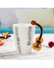 Creativa música estilo violín guitarra cerámica taza café té leche tazas con mango café regalos novedosos tazas