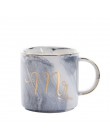 Lekoch 380ml Taza de cerámica de mármol taza de café de viaje tazas de té de leche creativas Mr y Mrs tazas Rosa oro incrustado 