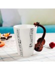 Creativa música estilo violín guitarra cerámica taza café té leche tazas con mango café regalos novedosos tazas