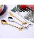Creativa forma de hoja mango cuchara de café y te postre Snack cuchara tenedor pareja cuchara/tenedor accesorios de cocina vajil