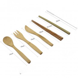 4-Pcs madera de bambú de vajilla, cubertería de acero inoxidable 304 utensilios de cocina vajilla incluyen cuchillo tenedor cuch