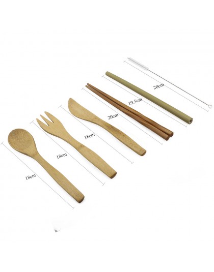 4-Pcs madera de bambú de vajilla, cubertería de acero inoxidable 304 utensilios de cocina vajilla incluyen cuchillo tenedor cuch