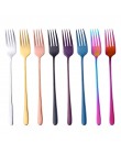 8 colores de acero inoxidable de mango largo tenedor de la cena Arco Iris coreano tenedor Hotel restaurante partido suministros 