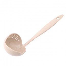 2 en 1 creativo cuchara de sopa de paja de trigo mango largo preciosas cucharas para Avena con filtro de vajilla herramientas de