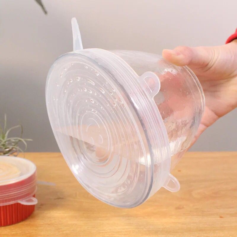 6 uds tapas elásticas de plástico para envolver silicona