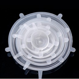 6 unids/set tapas de silicona para alimentos silicona cubre silicona elástico tapas de sello de vacío de succión de silicona cub