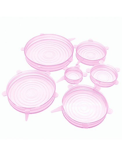 HOOMIN 6 uds tapas elásticas de silicona sartén recipiente de cocina tapa cubierta reutilizable de silicona envoltura de aliment