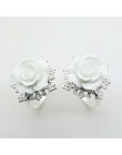 (68666-Anillo de hierro) 65*48mm 4 uds/6 uds anillo servilletero rosa de resina blanca para la decoración de la Mesa de boda, ní