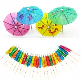 50 Uds. Mini paraguas de colores mezclados Parasol Snack Cocktail Party recoger decoración Bar Cocktail decoración mango de made