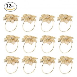 12 unids/set anillos de servilleta de diseño de flores de aleación para recepciones de boda regalos de banquete de vacaciones ce