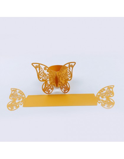 50 Uds Porta Guardanapo corte con láser vid mariposa papel servilleta soportes para anillos favores y regalos fiesta decoración 
