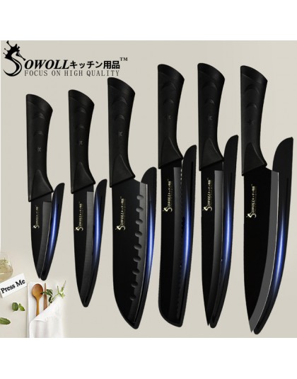 SOWOLL cuchillos de cocina de acero inoxidable 3,5 "5" 7 "8" cocina de Santoku cortar pan cuchillo de Chef carne de pescado coci
