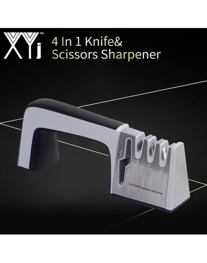 Afilador de cuchillos XYj 4 en 1 con revestimiento de diamante y tijeras de cuchillo de varilla de cerámica fina y sistema de af