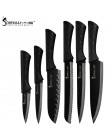 Sowoll cuchillos de cocina de acero inoxidable 6 piezas Juego hoja negra afilada ABS + cuchillo con mango TPR carne pescado frut