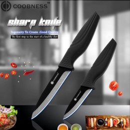COOBNESS nuevo cuchillo de cerámica de 2 piezas, cuchillo de cocina con mango negro, cuchillo de cocina de cuatro estilos para f