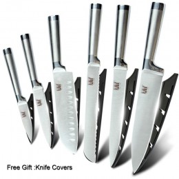 XYj juego de cuchillos de cocina de una pieza 7cr17 cuchillos de estructura de acero inoxidable herramienta de fruta Santoku Che