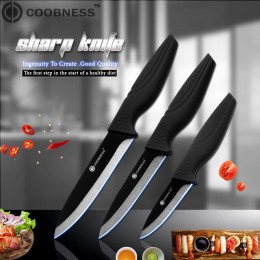 Cuchillo de cerámica profesional marca COOBNESS 3 "4" 5 "6" cuchilla negra de Grado Superior cuchillo de cocina con mango negro 