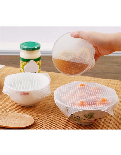 4 Uds. Envoltorio de silicona para alimentos, sello reutilizable para mantener los alimentos frescos, cubierta de la tapa, acces