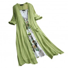 Primavera Verano mujer vestido de lino largo talla grande dos piezas cuello redondo Maxi vestidos sueltos bohemios para mujer 20