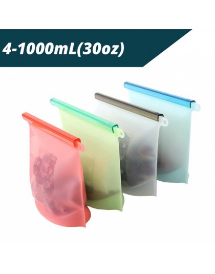Bolsas de almacenamiento de alimentos de silicona reutilizables de 1500ml y 1000ml | BEST forSandwich, Liquid, Snack, Lunch, Fru