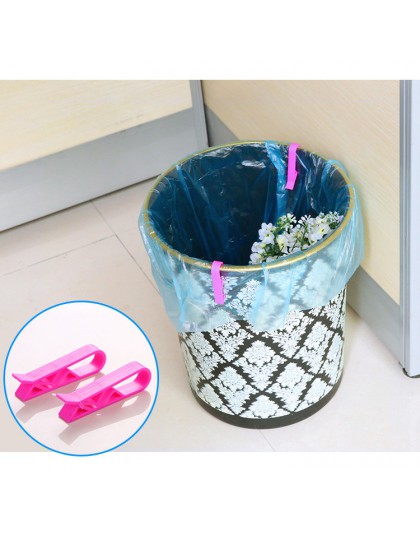 2 uds bolsa de basura Universal Clip fijo cesta de basura cubo de basura pinza bolsa broches de color aleatorio