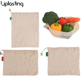 Bolsas reutilizables para productos de algodón hogar cocina frutas y verduras bolsas de malla con cordón lavable a máquina respe