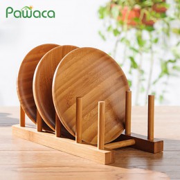 Plato de bambú de 6/4/3 capas escurridor de drenaje soporte de almacenamiento soporte organizador de armario de cocina para Plat