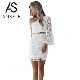 Anself vestido blanco corto vestidos de fiesta de noche 2019 nuevo Sexy ahuecado hacia fuera vestido de mujer elegante vestido d