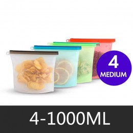 1000ml 1500ml de silicona bolsa de almacenamiento reutilizable de almacenamiento de alimentos bolsas de almacenamiento de alimen