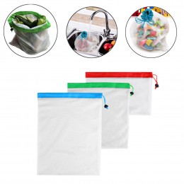 Malla reutilizable Produce bolsas lavables para el almacenamiento de la compra de comestibles bolsa de almacenamiento organizado