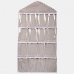 16 bolsillos bolsa colgante transparente calcetines sujetador ropa interior estante colgador organizador de almacenamiento sopor