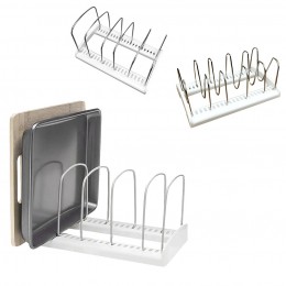Estante para tapas de ollas ajustable y soporte de tabla de cortar soporte organizador de cocina estantes dobles tabla de cortar