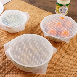 tapas de silicona para alimentos 3 piezas reutilizable de silicona tapas de estiramiento cubierta de alimentos vacío Wrap Seal a