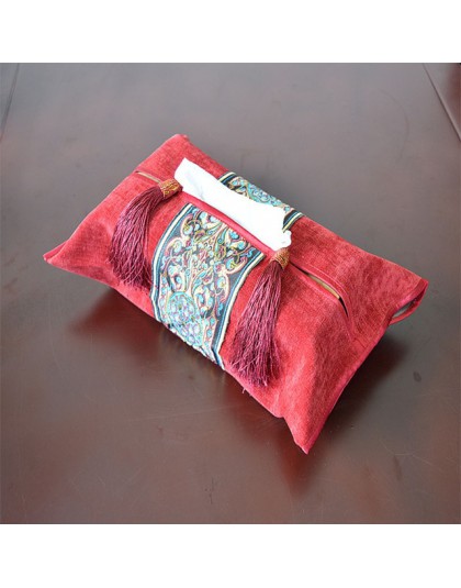 Caja de tejido de bordado clásico de algodón servilletero cubierta habitación coche sofá Hotel decorativo contenedor de papel ca