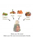 Bolsa reutilizable de malla de algodón bolsas de vegetales para almacenamiento de frutas bolsas de malla con cordón bolsa de com