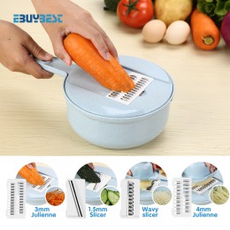 Cortadora de mandolina Manual cortadora de zanahoria vegetal rallador de peladora de queso de patata con colador cocina cortador