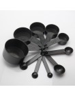 Novedad 10 unids/set tazas de medición de plástico de Color negro y cuchara medidora tipo pala para hornear té de café herramien