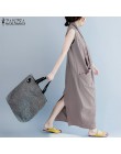 ZANZEA Maxi vestido de gran tamaño vestido de mujer sin mangas profundo cuello en V Vestidos largos Casual bolsillos sólidos ver