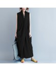 ZANZEA Maxi vestido de gran tamaño vestido de mujer sin mangas profundo cuello en V Vestidos largos Casual bolsillos sólidos ver